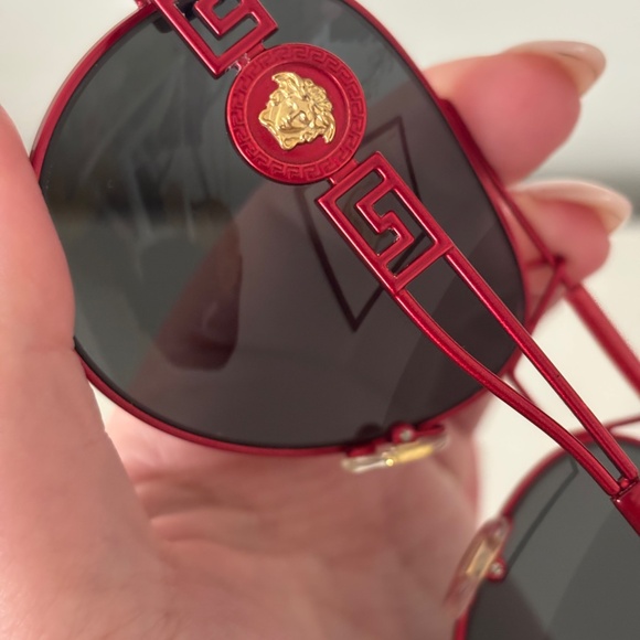VERSACE Wire RocK Pilot Medusa 2160 Red Gold VE2160 Aviator Sunglasses Unisex main image 9